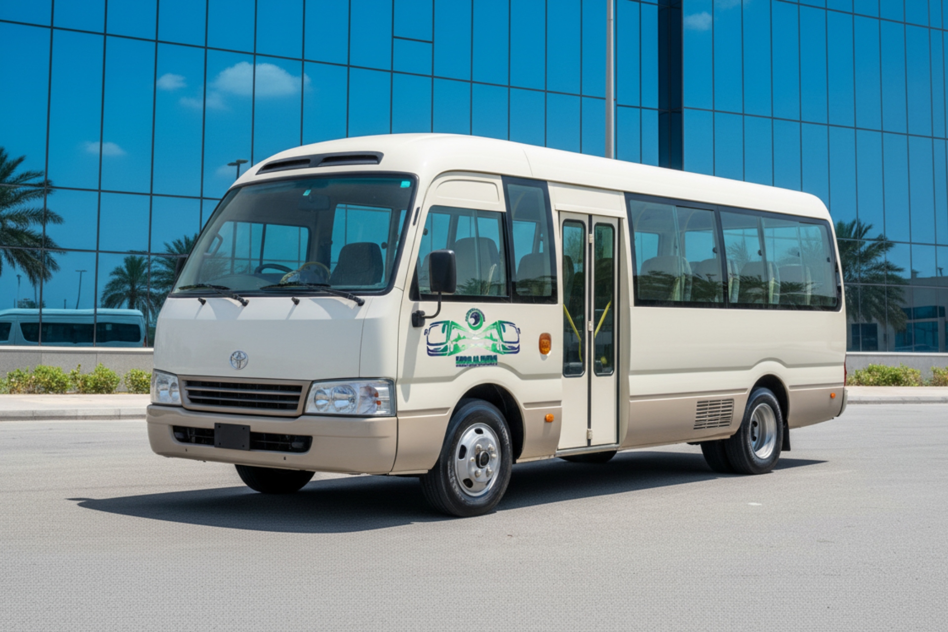 Fleet of premium buses at Dubai terminal